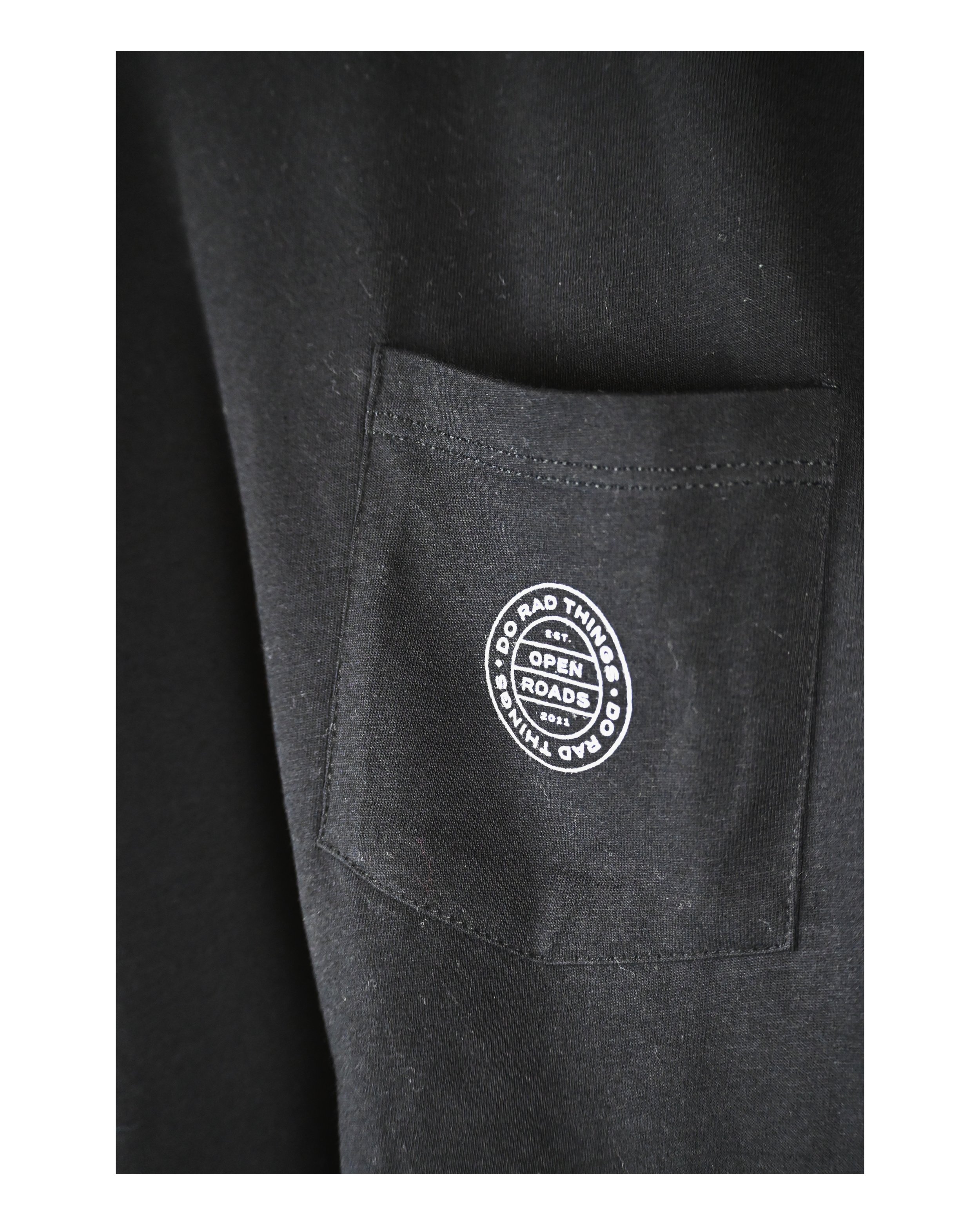 Open Roads Marquee Stamp Pocket T, Black